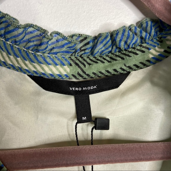 NWT Vero Moda | Green Check Ruffle Blouse - Picture 5 of 6